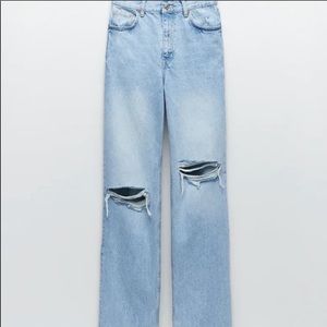 Zara Hi Rise Wide Leg Full Length Jeans